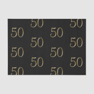 Faux Metallic Gold 50 | 50th Birthday Tissue Paper