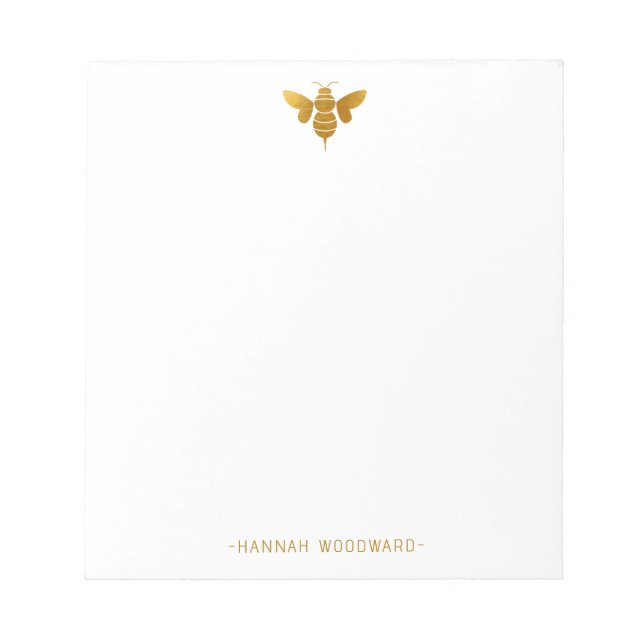 Faux Metallic Gold Bee Personalized  Notepad (Front)