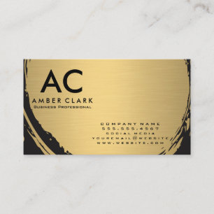 Faux Metallic Gold Brushed Monogram Business Card