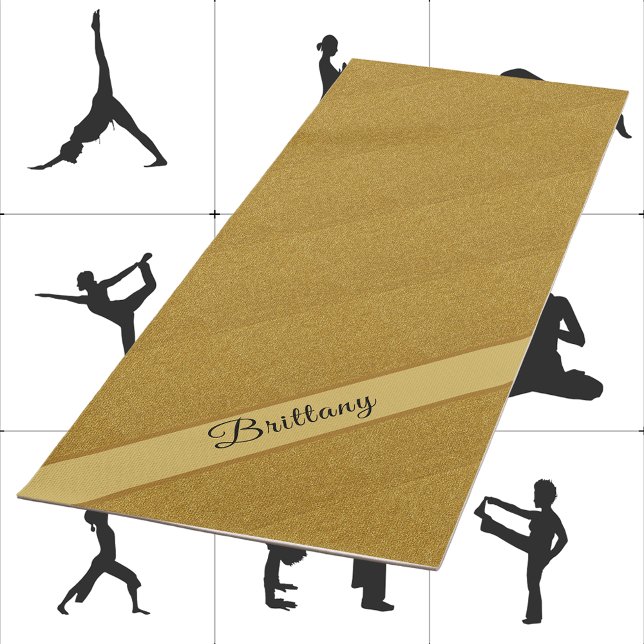 Faux Metallic Gold Glitter Diagonal Art Add Name Y Yoga Mat (Creator Uploaded)