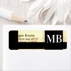 Faux Metallic Gold, Name, Address & Large Monogram