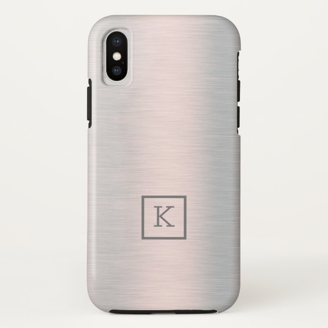 Faux metallic silver-grey brushed aluminum look Case-Mate iPhone case (Back)