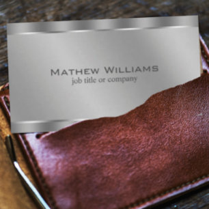 Faux Metallic Silver QR Code Minimalist  Business Card
