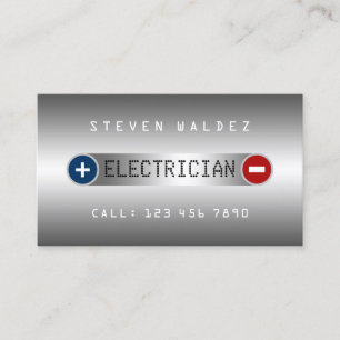 Faux metallic texture plus and minus electrical business card