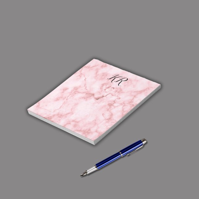 Faux Monogram Pink Marble: 5.5" x 8.5" Matte Notepad (Creator Uploaded)
