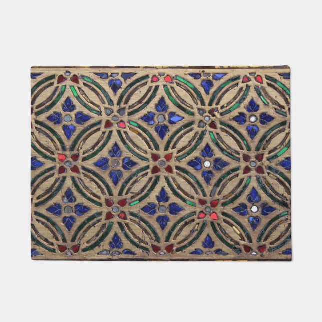 Faux mosaic tile pattern stone glass photo Morocco Doormat (Front)