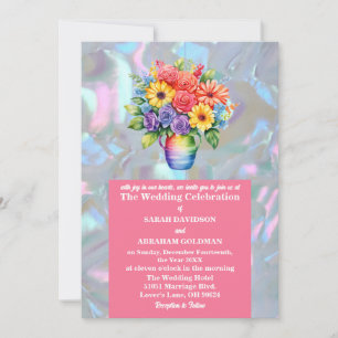 Faux Mother of Pearl Iridescent Wedding Invitation