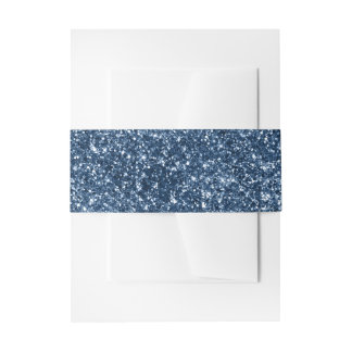 Faux Navy Blue Glitter Invitation Belly Band