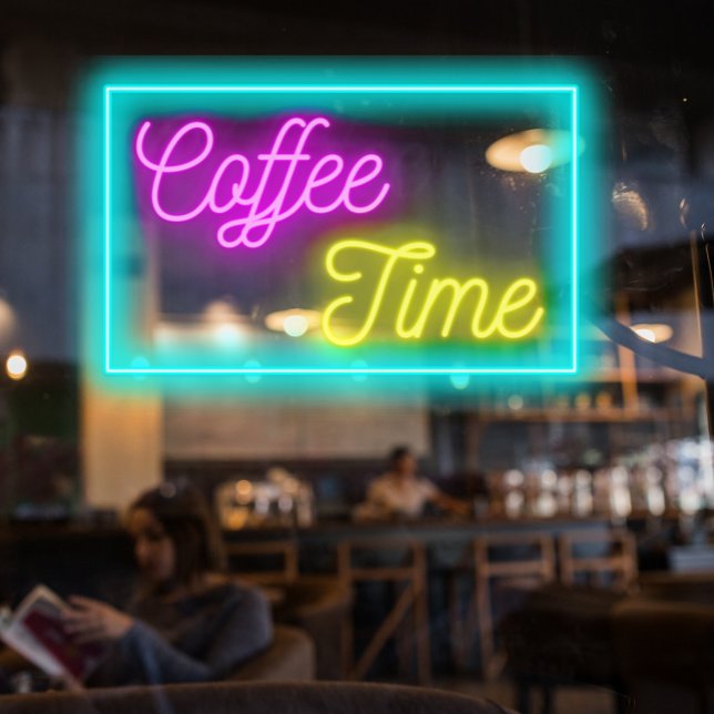 Faux Neon Coffee Time Coffee Shop Window Cling (Creator Uploaded)