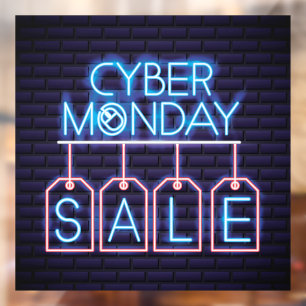 Faux Neon Cyber Monday Sale Business Banner Window Cling