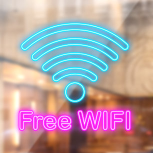 Faux Neon Free Wi-Fi Coffee Doughnut Shop Business Window Cling