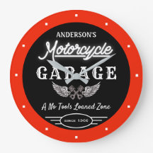 Faux Neon Garage Name Since Date Orange Black