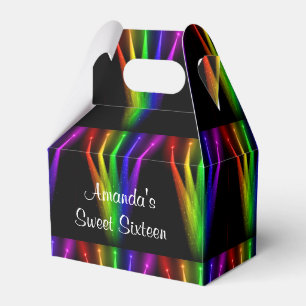 Faux Neon Lights, Sweet Sixteen, Birthday Party Favor Box