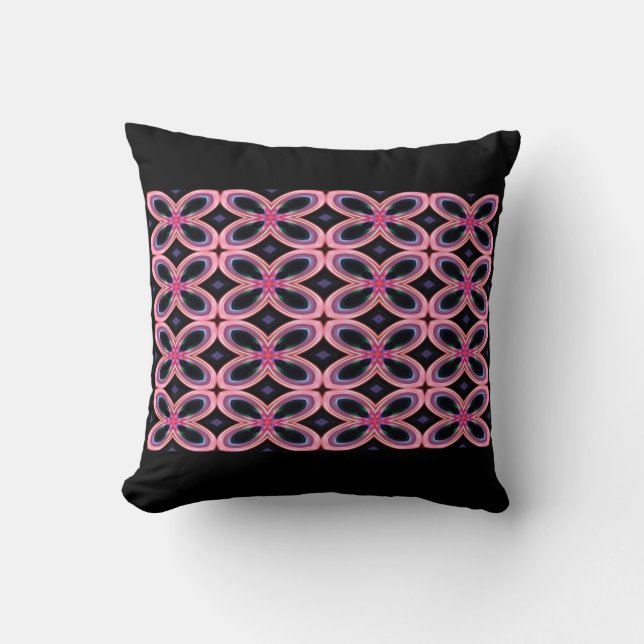 Faux Neon Pink Flower Power 2 Throw Pillow (Front)