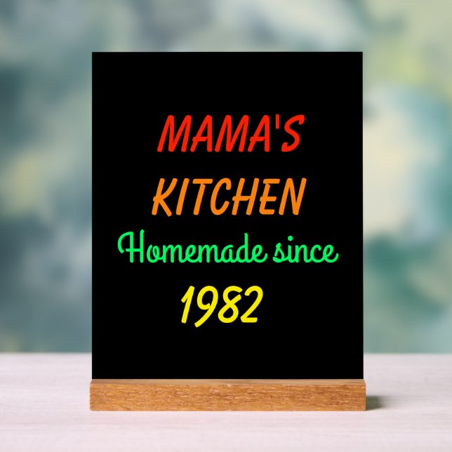 FAUX Neon Retro Style Mama's Homemade Kitchen  Acrylic Sign (Neutral)