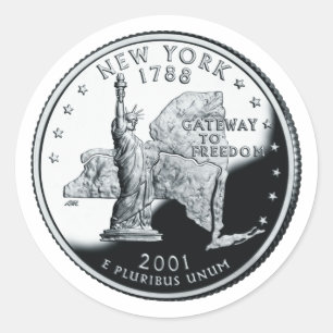 Faux New York State Quarter Sticker