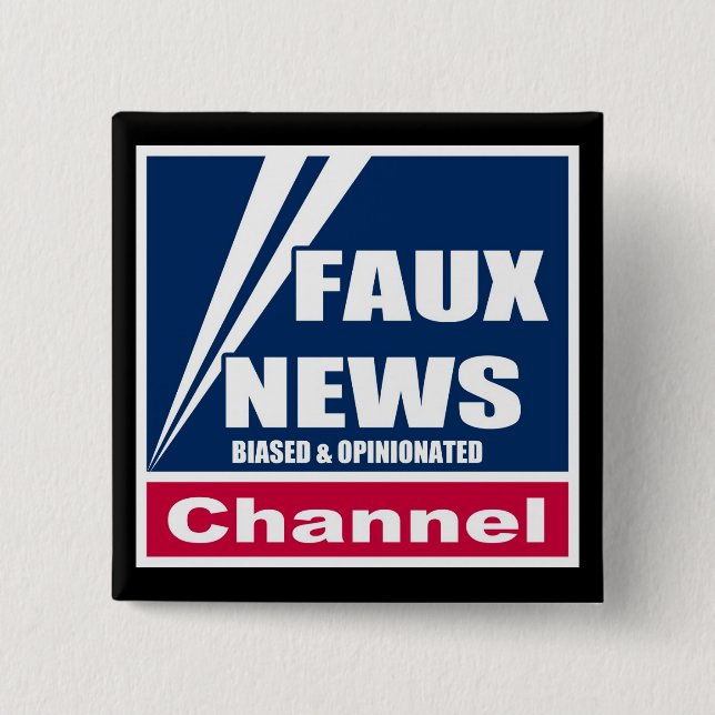 Faux News 2 Inch Square Button (Front)