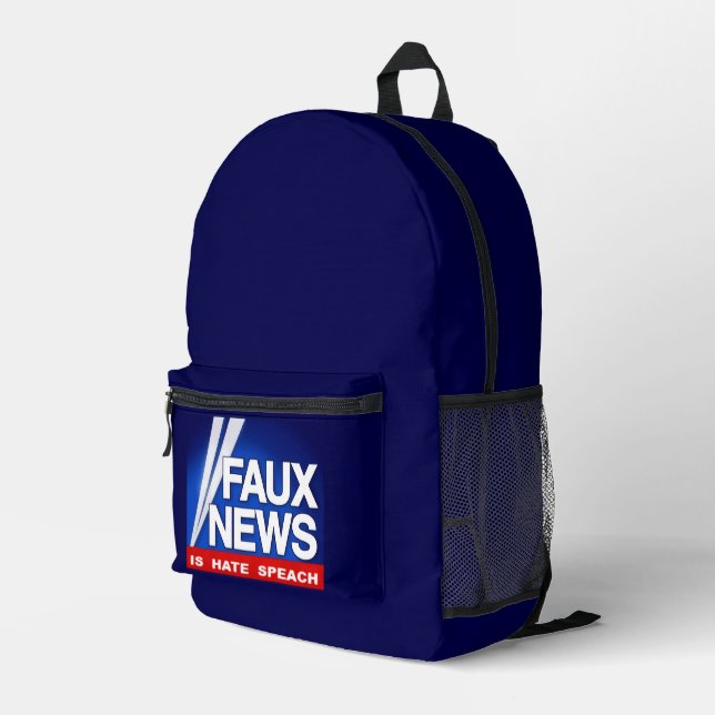 Faux News Printed Backpack (Back Corner Right)