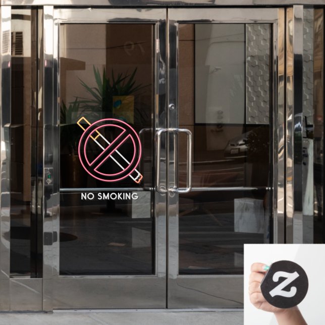 Faux No Smoking Neon Small Business Window Cling (Office Door)