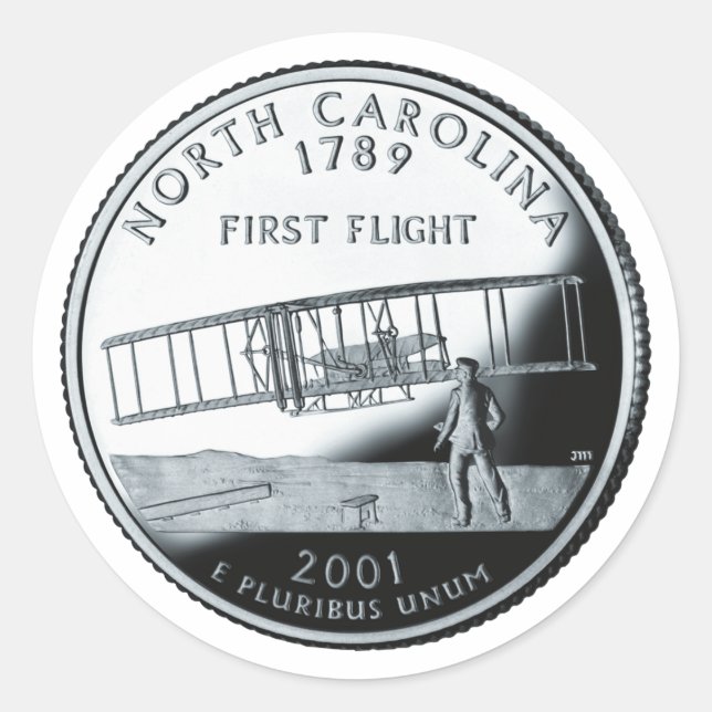 Faux North Carolina State Quarter Classic Round Sticker (Front)