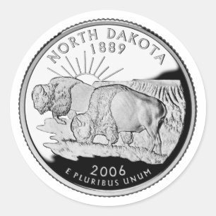 Faux North Dakota State Quarter Classic Round Sticker