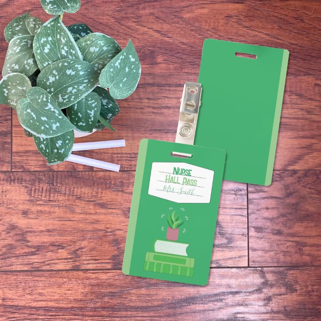Faux Notebook Nurse Green Hall Pass Badge (Faux notebook green nurse hall pass badge .)