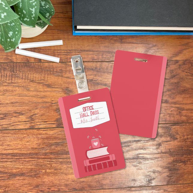 Faux Notebook Red Office Hall Pass Badge (Faux notebook red office hall pass .)