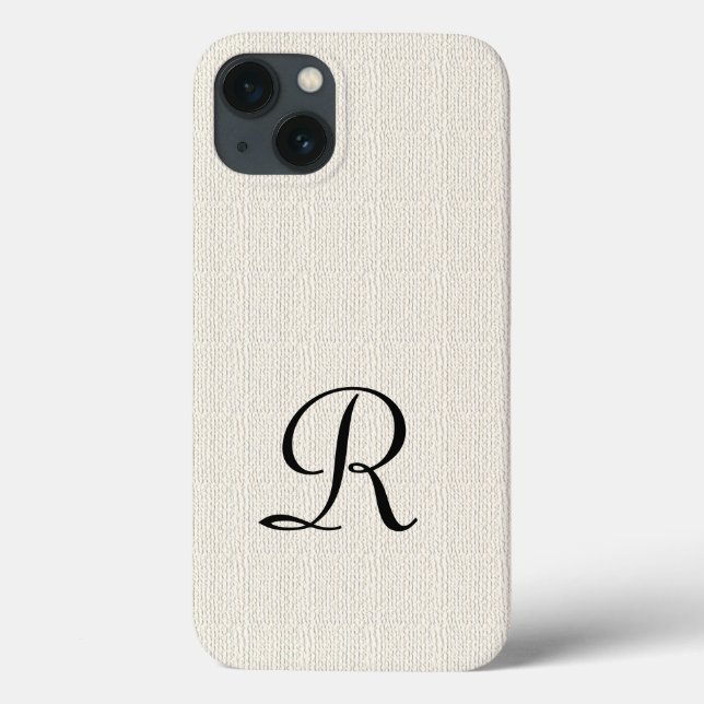 Faux Off White Rustic Burlap Monogram Case-Mate iPhone Case (Back)