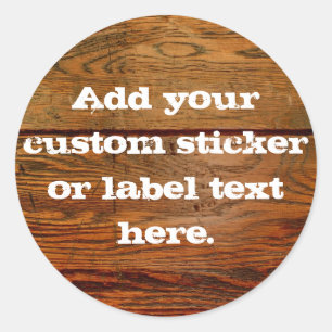 Faux Oiled Wood Plank Personalized Custom Classic Round Sticker