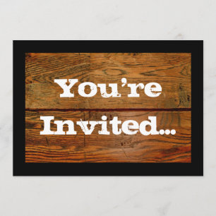 Faux Oiled Wood Plank Personalized Custom Invitation