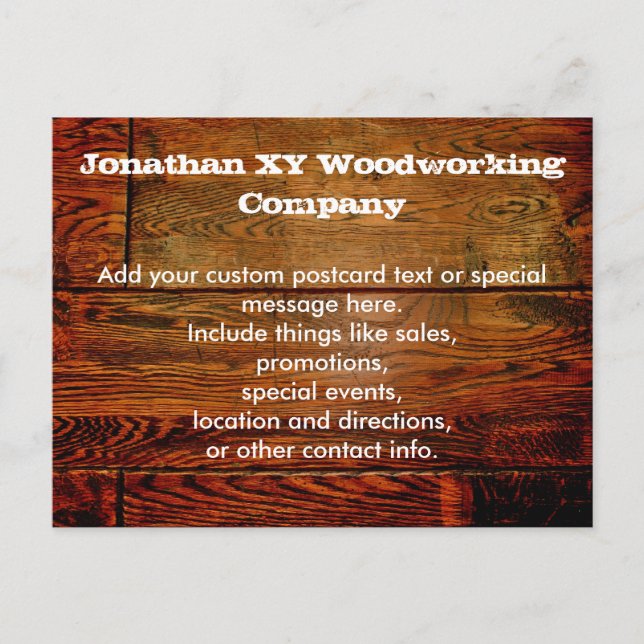 Faux Oiled Wood Plank Personalized Custom Postcard (Front)