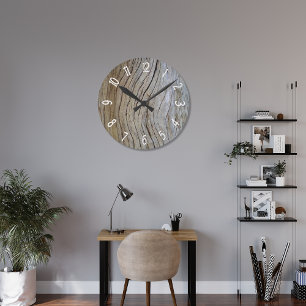 Faux Old Curved Cypress Tree Bark Round Clock