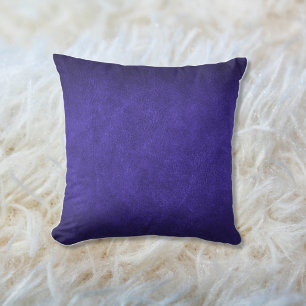 Faux Old Leather Royal Purple Throw Pillow