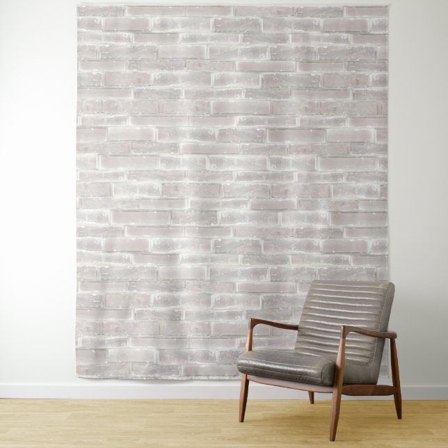 Faux Old White Brick Wall Tapestry (In Situ)