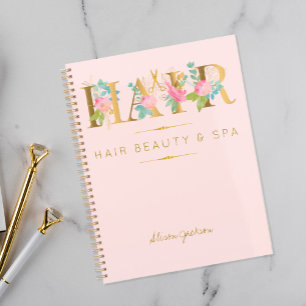 Faux or feuille typographie coiffure rose glam