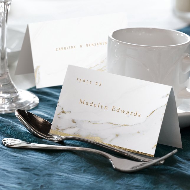 Faux or marbre luxe moderne Folk Carte Place (Faux gold marble luxury modern Foldable Place Card)