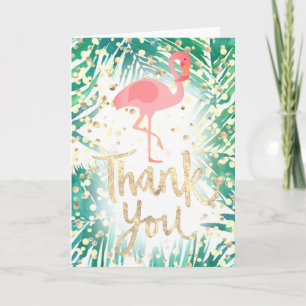 faux or merci script flamingo sur palmiers
