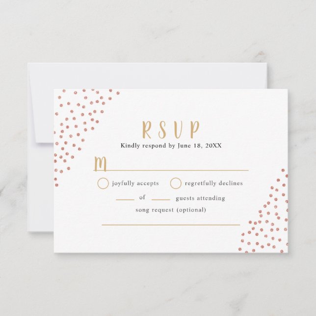 Faux or rose Confetti Mariage buffet RSVP (Devant)