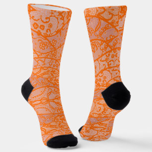 Faux Orange Lace Fishnet Socks