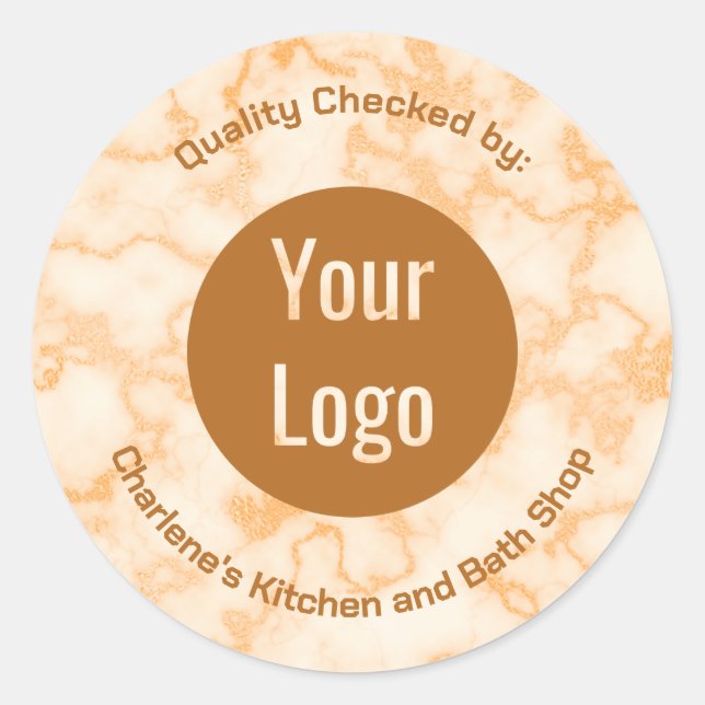 Faux Orange Marble Classic Round Sticker (Front)