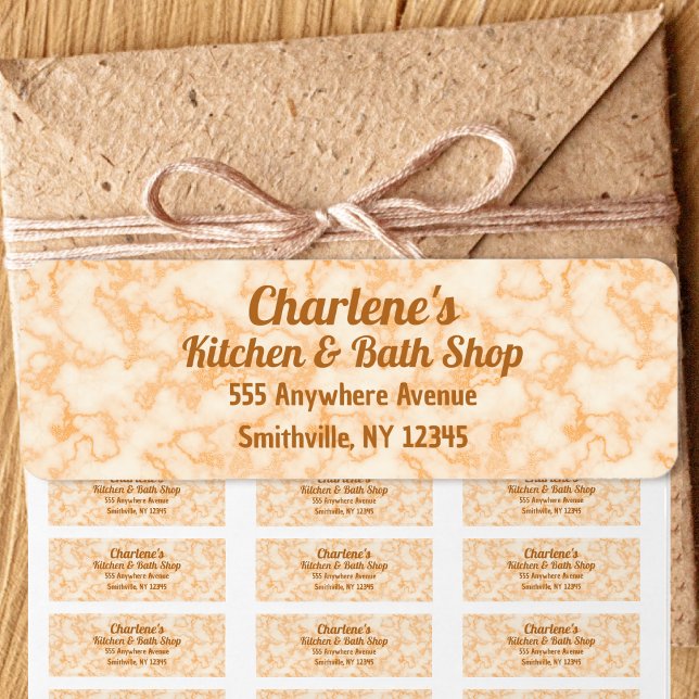 Faux Orange Marble Return Address Label (Faux Orange Marble Return Address Label by Office Accessories Shop)