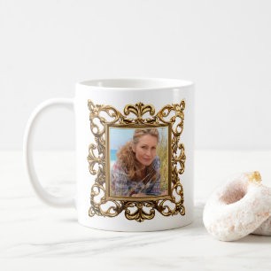 Faux Ornamental Vintage Gold Framed Photos Coffee Mug