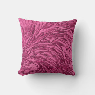 Faux Ostrich Feather Design-Pink Throw Pillow
