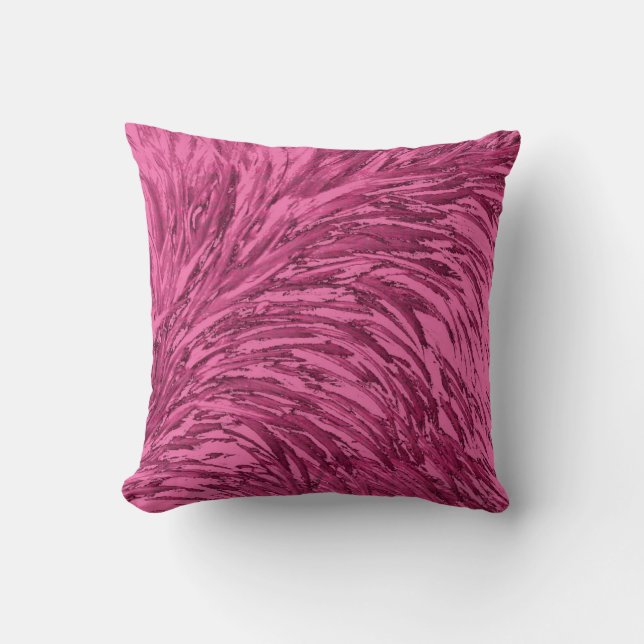 Faux Ostrich Feather Design-Pink Throw Pillow (Front)