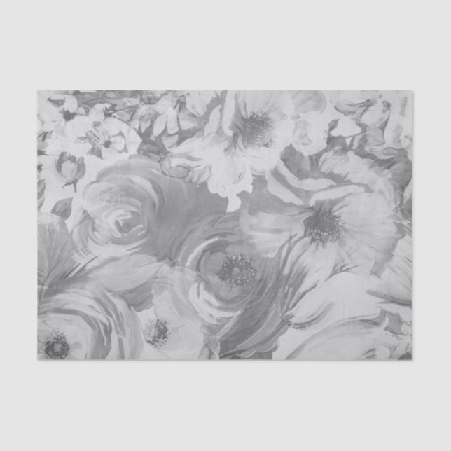 Faux Painted Floral | Black & White Tissue Paper (Front)
