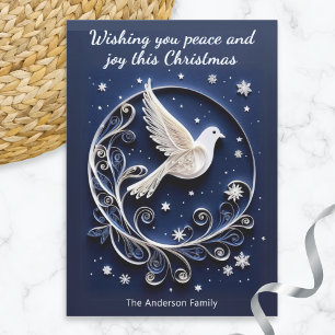 Faux Papercraft Dove of Peace Elegant Christmas Holiday Card