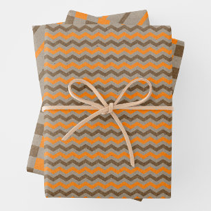 Faux papier kraft avec motifs brun foncé et orange