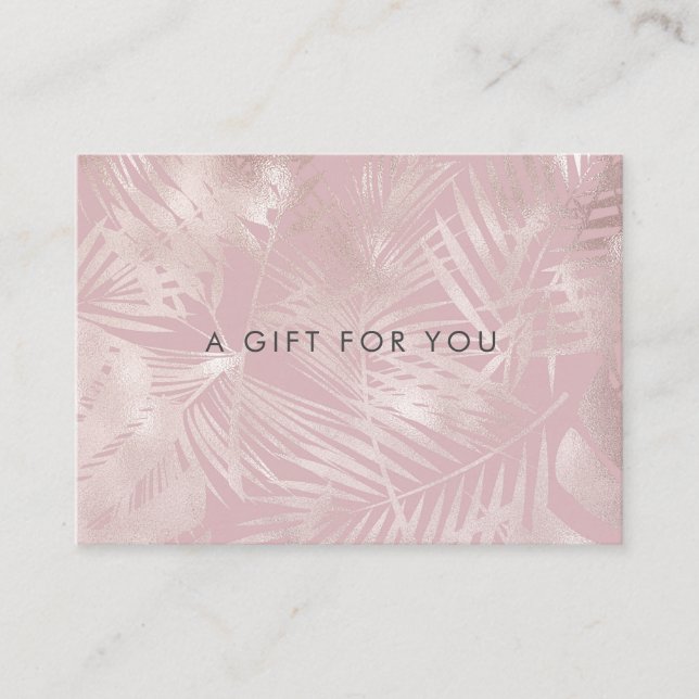 faux papier rose or tropical certificat cadeau (Devant)