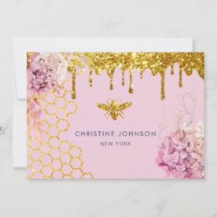 faux parties scintillant abeille et fleurs Carte d