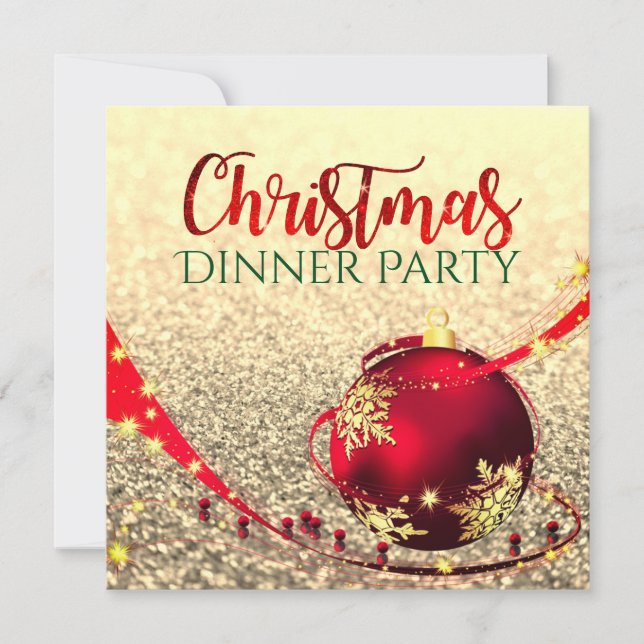 Faux parties scintillant Dîner de Noël Invitation  (Devant)